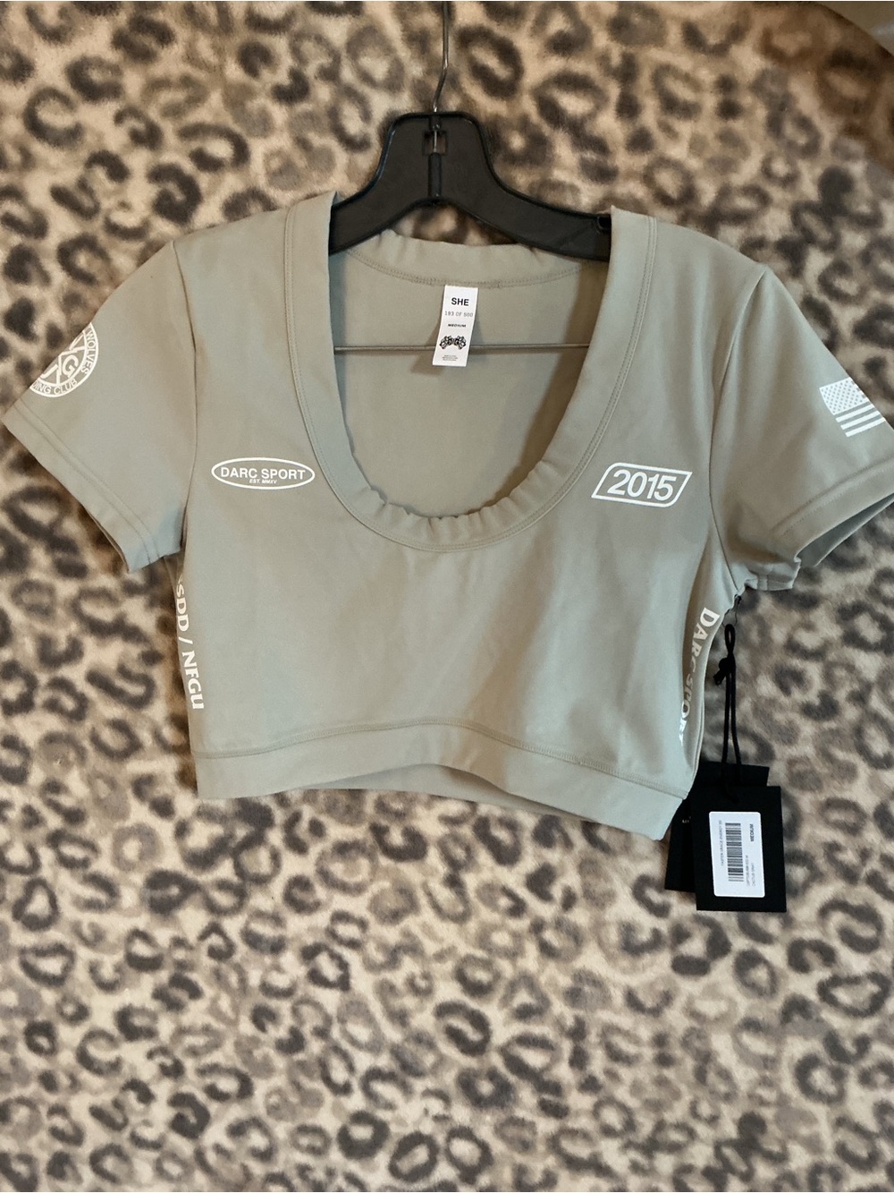 Darc Sport Sage Green Athletic Scoop Neck Crop Top